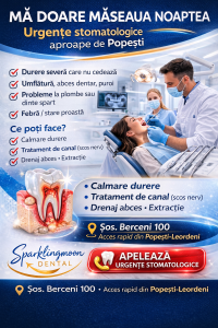 Mă doare măseaua noaptea: ce faci în primele 24h (urgențe stomatologice aproape de Popești)