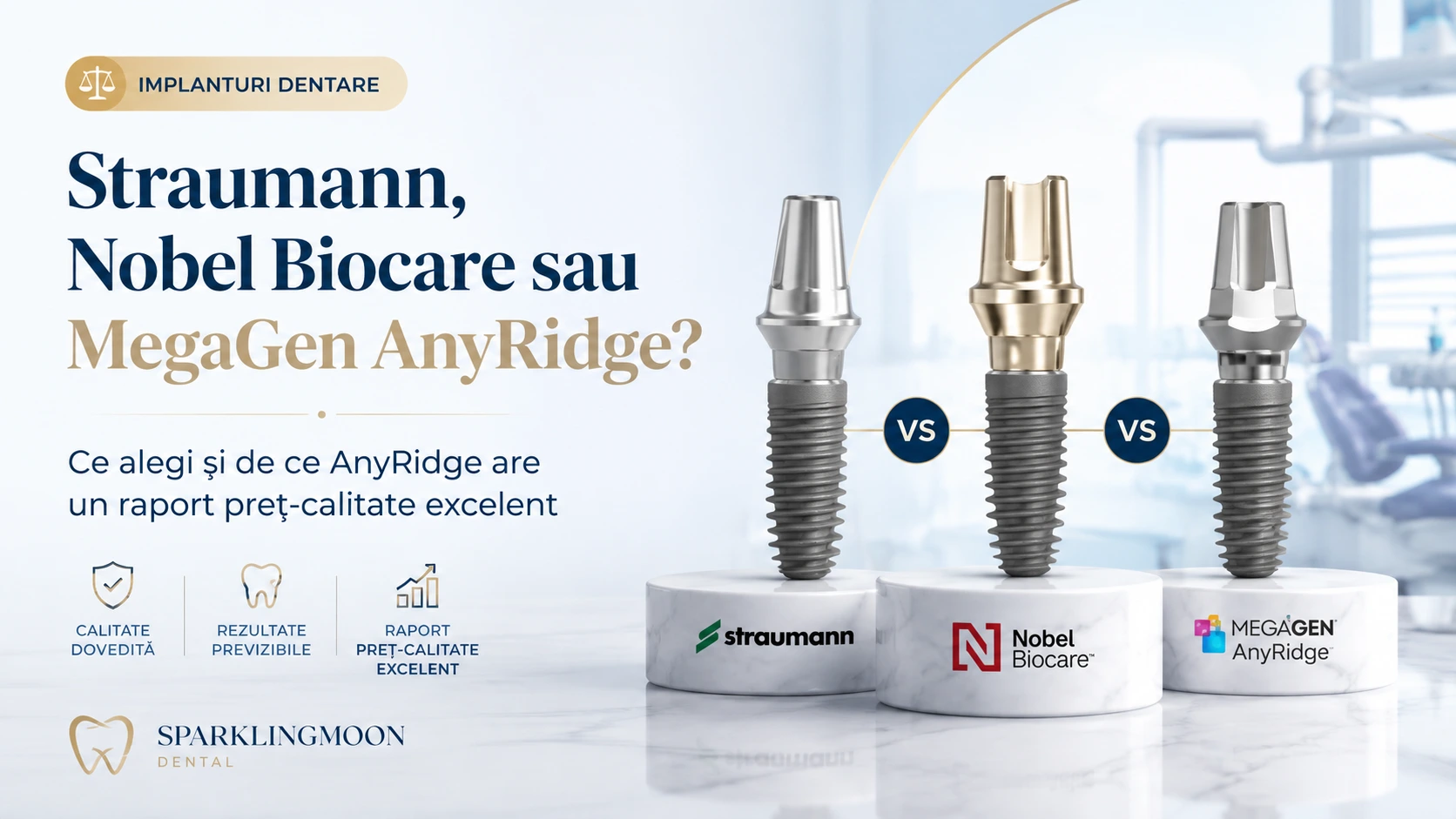 Comparație implanturi dentare Straumann, Nobel Biocare și MegaGen