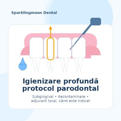 Igienizare profundă parodontală cu curățare subgingivală și protocol pentru pungi parodontale